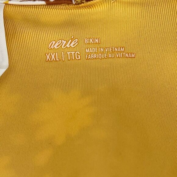 Aerie Ruffle Sides Floral Bikini Bottom Women XXL Brown New With Tag - Picture 3 of 6